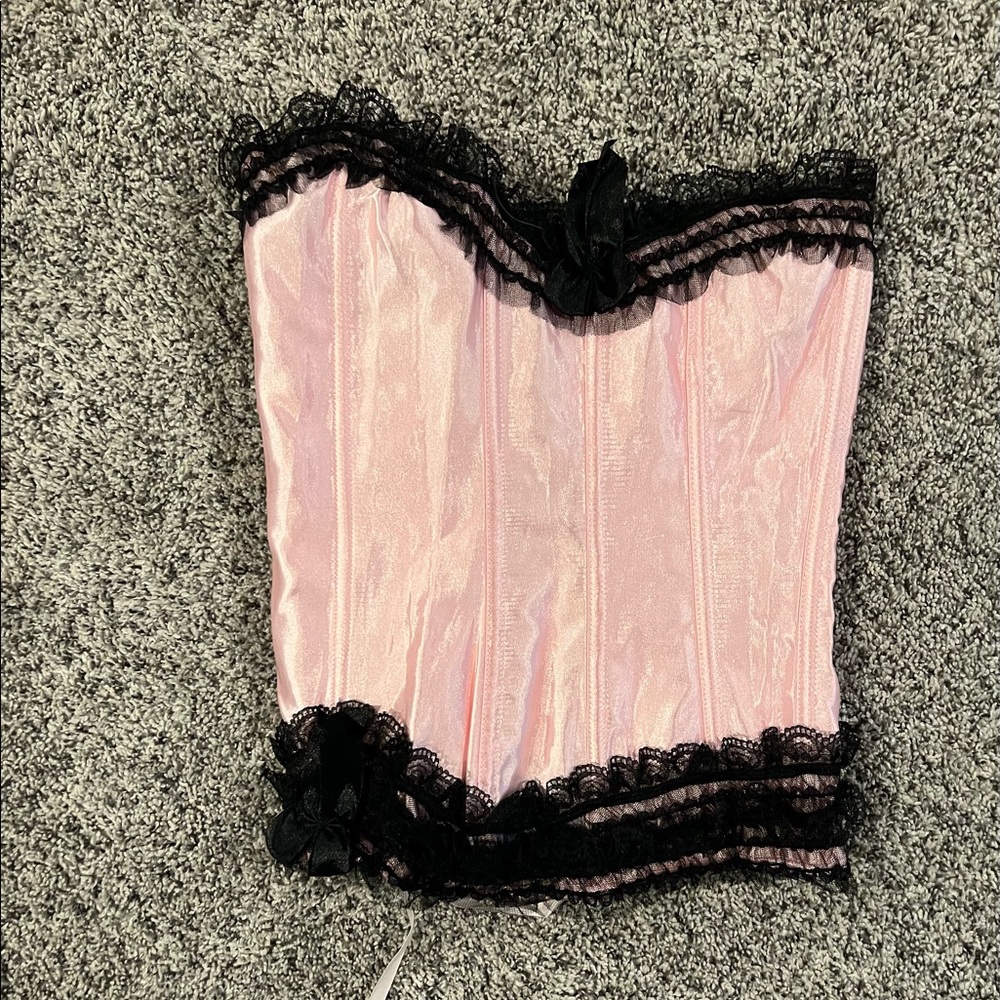 Pink and black corset
